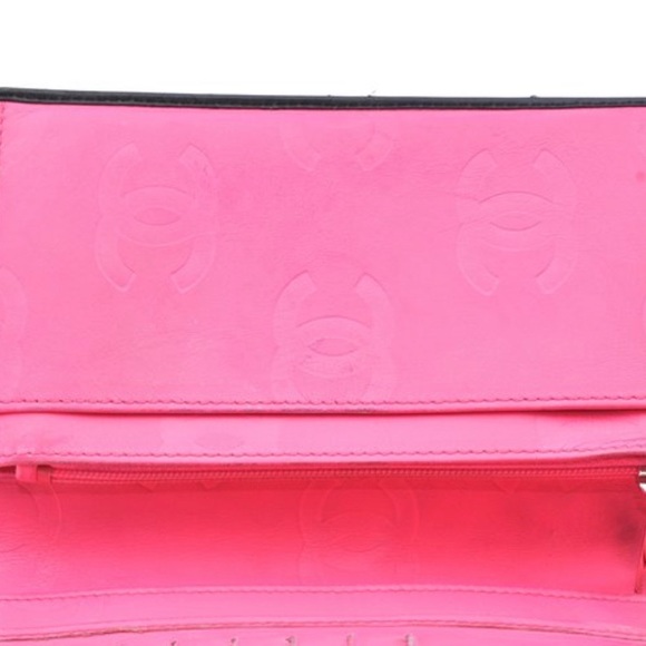 Authentic CHANEL lamb skin cambon line CC logo long wallet crossbody black - Picture 12 of 17